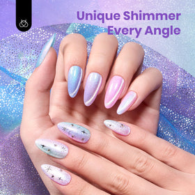 beetles Gel Polish macro shimmer texture showing glitter particles for vivid light reflection