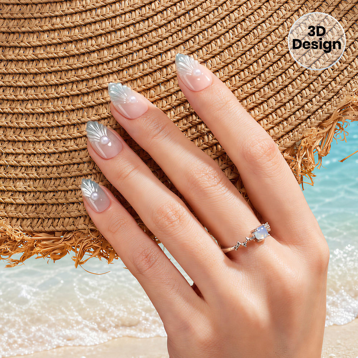 beetles short almond nails top view highlighting polished salon look