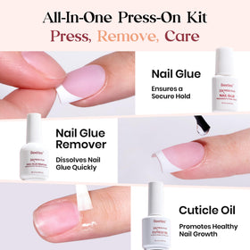 beetles Gel Polish short square press-ons on hand showcasing salon finish