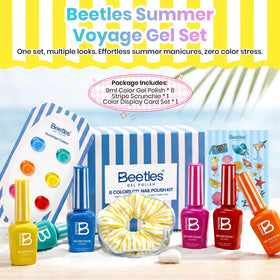 Beetles six bottles lined up displaying neon color variety for bold manicures