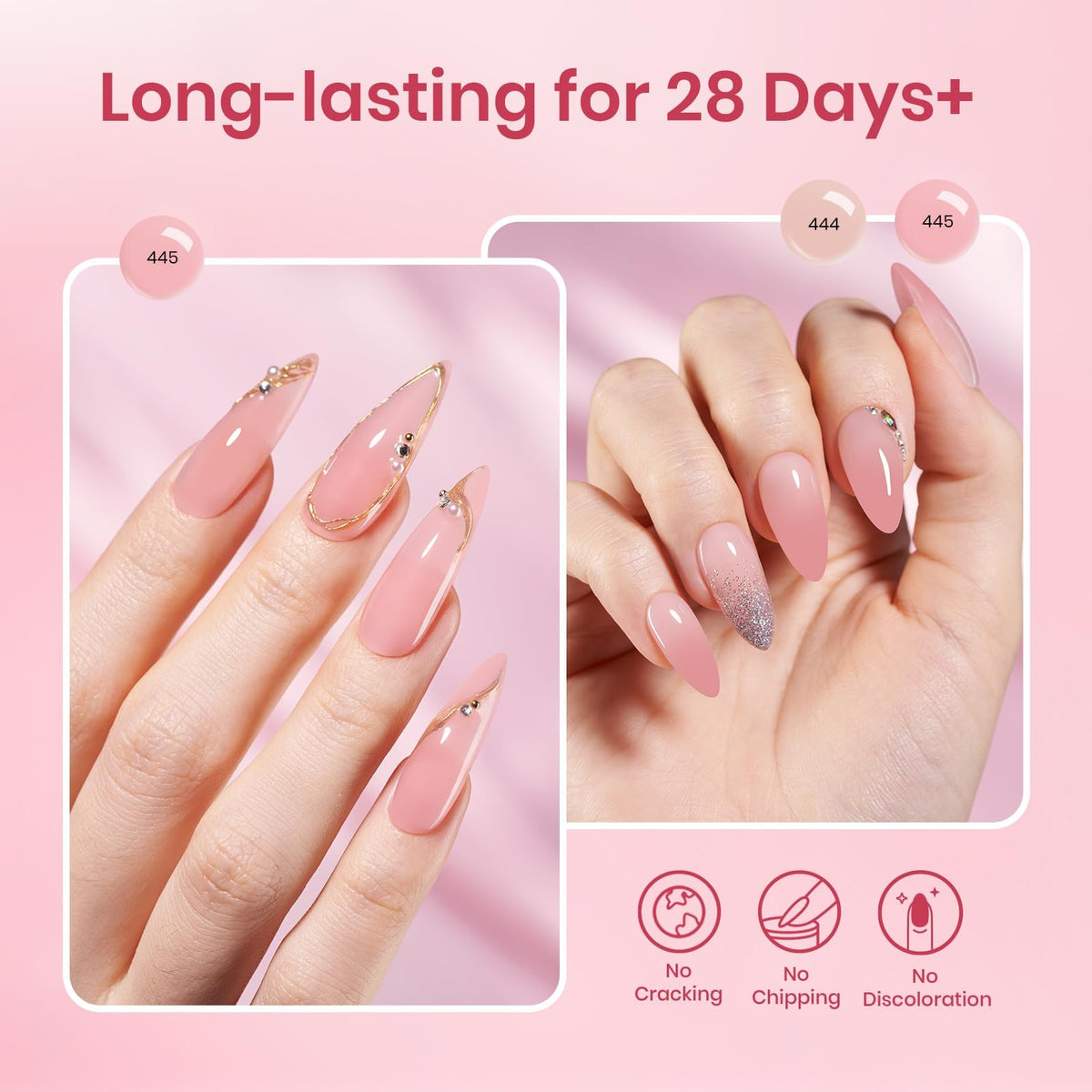 Beetles six jelly nude pink gels open displaying color range for natural looks