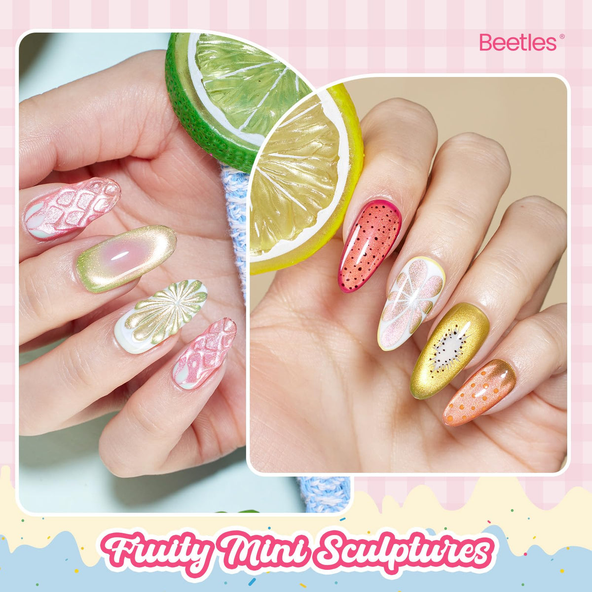 beetles nail wheel with six swatches showing true fruit-inspired shades benefit