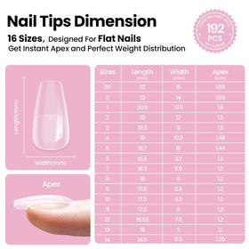 beetles Gel Polish arranged tip sizes chart for accurate size matching