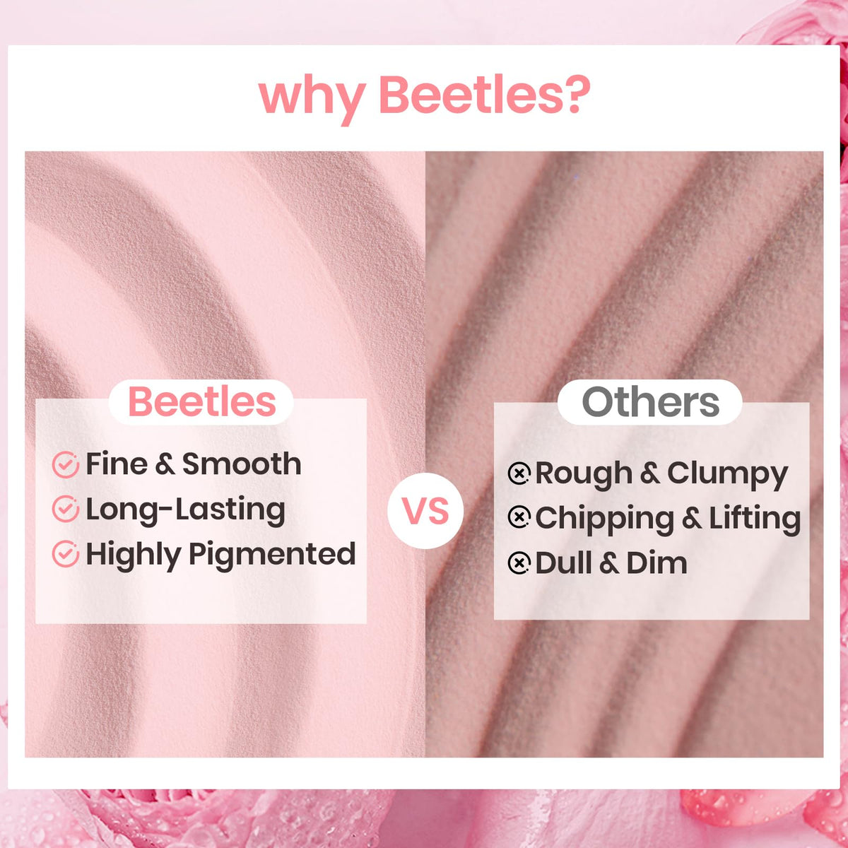 beetles gel polish kit next to fingers showing scale and amount benefit true-to-size expectation