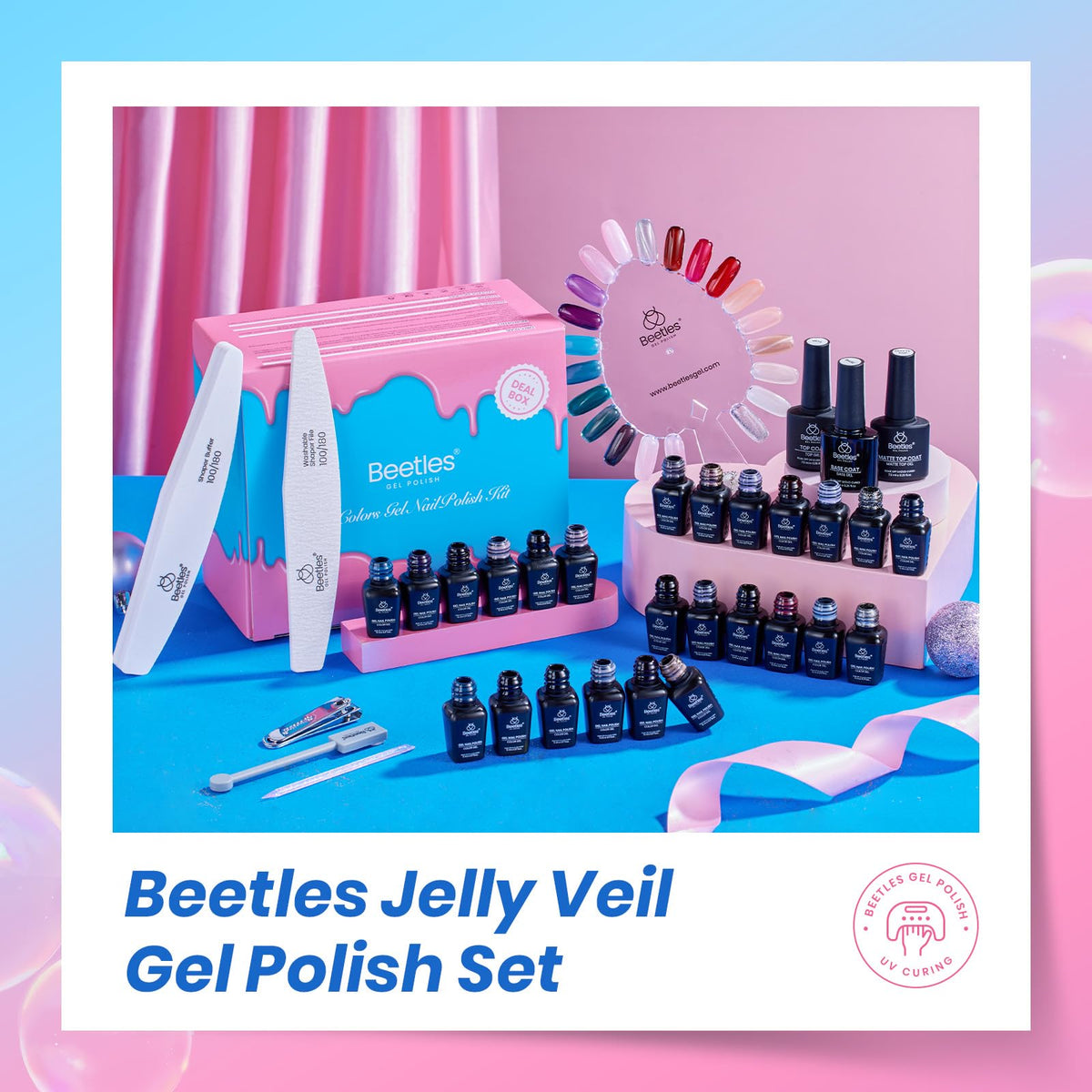 beetles Gel Polish size scale with US coin showing bottle size and travel-friendly benefit