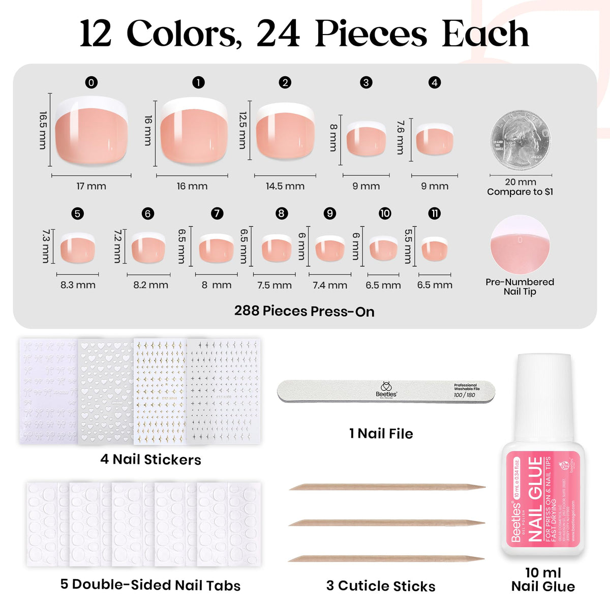 beetles sticker sheets and French tip nails for easy personalized nail art