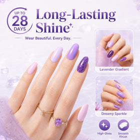 Beetles swatch nail tip fan displaying six purple tones for easy selection
