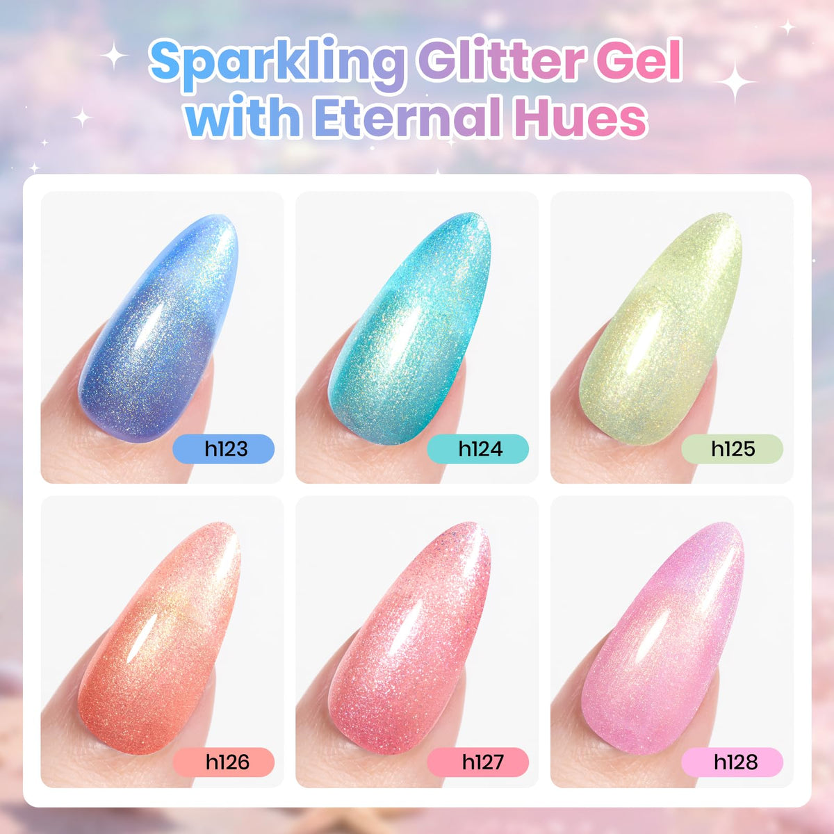 beetles swatches on nails displaying six colors, quick shade comparison benefit
