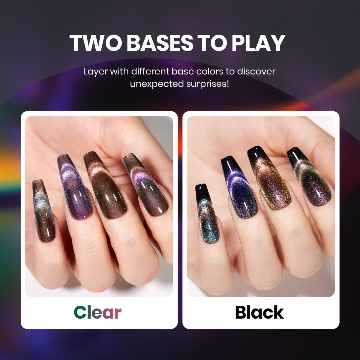 beetles swatch strip displaying six distinct color shifts and glitter effects for quick selection
