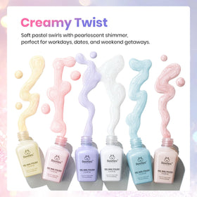 Beetles swatch wheel with six pearlescent pastel shades for color selection benefit