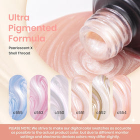 Beetles nail-wheel swatches showing six colors and shimmer variations