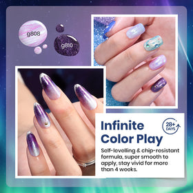 beetles swatches on nail wheel showing color shift and layering options
