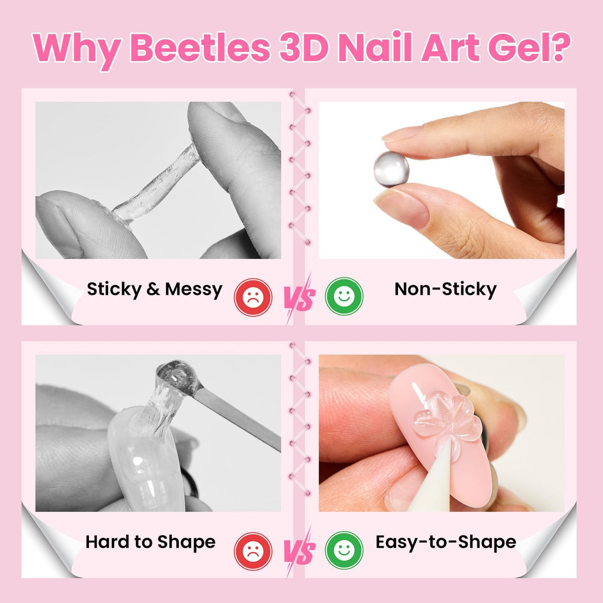 Beetles gel texture close-up showing non-sticky smooth sculpting control