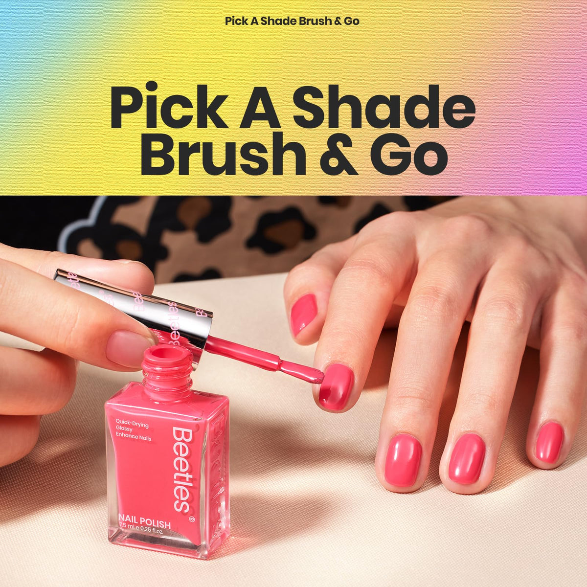 Beetles Gel Polish brush stroke texture on a palette illustrating high-pigment, ultra-gloss sheen