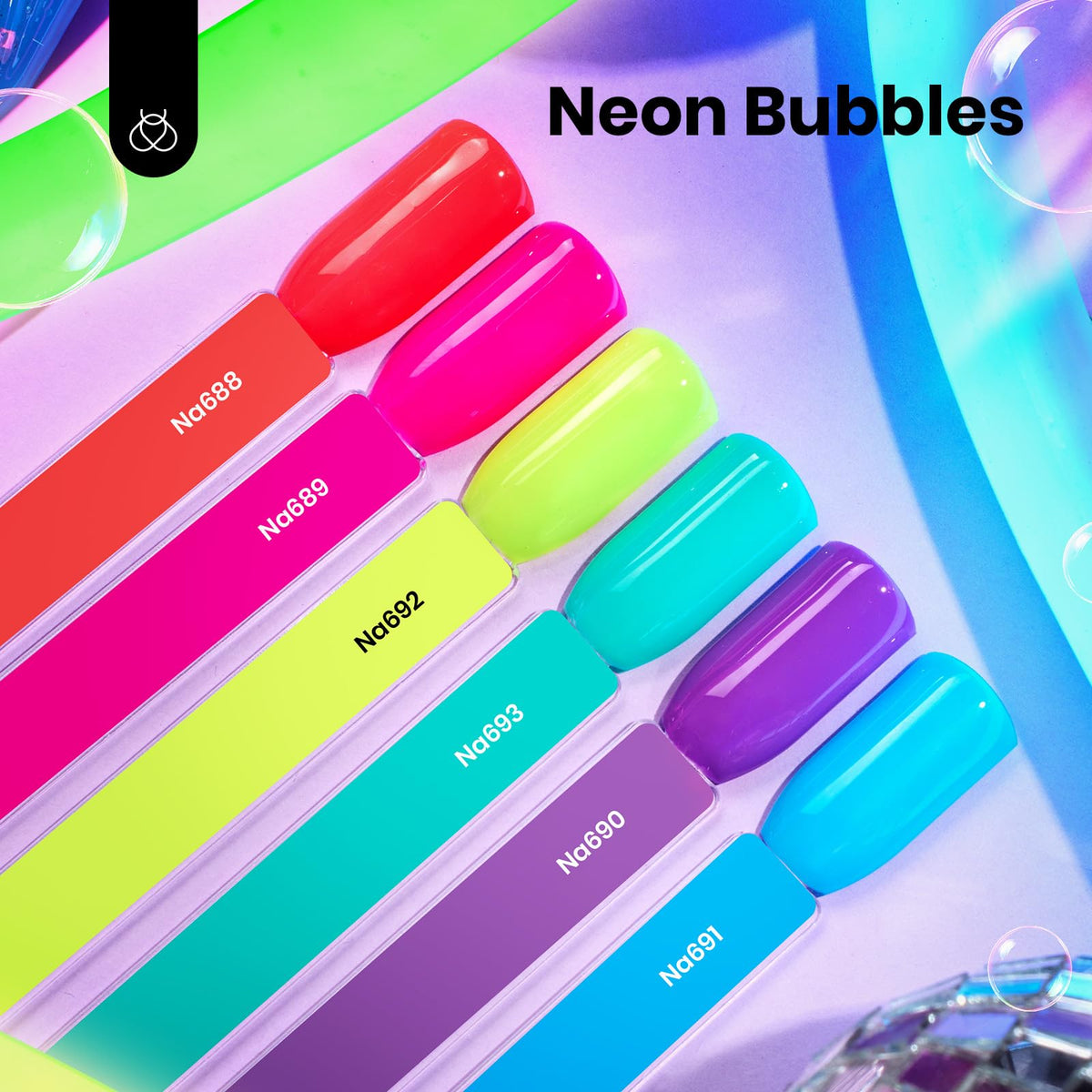 Beetles brush stroke close‑up showing smooth neon gel texture and coverage