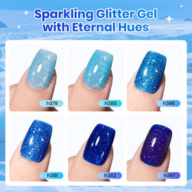 Beetles texture swatch of aqua glitter showing reflective sparkle
