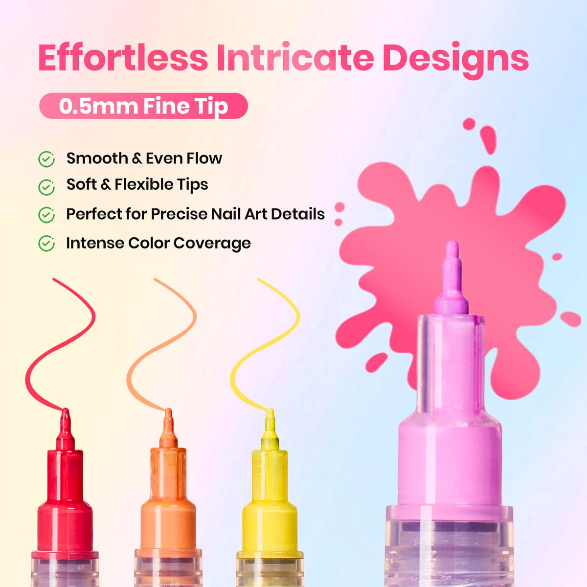 beetles Gel Polish close-up of 0.5mm tip for precise fine-line control