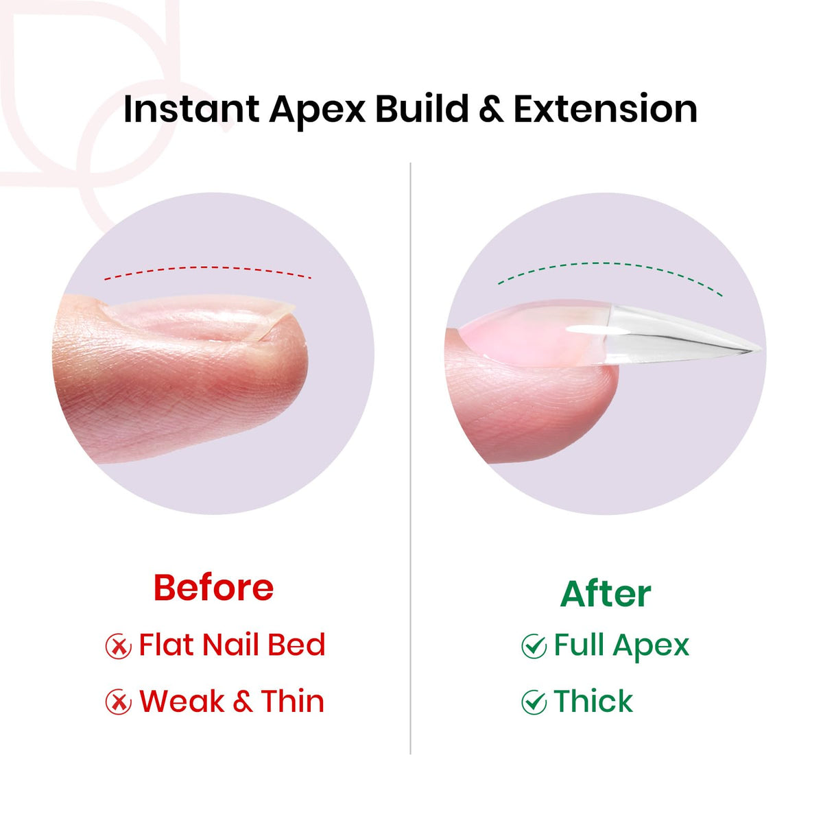 beetles Gel Polish close-up of built-in apex and C-curve for strength