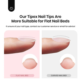 Beetles Tipex lifestyle manicure showing finished short coffin tips for bold polished look