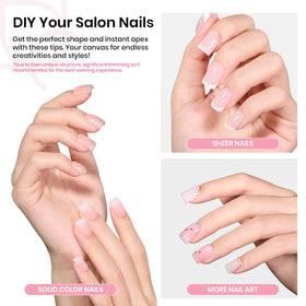 beetles gel polish close-up of prebuilt apex and C-curve, highlights time-saving shaping benefit