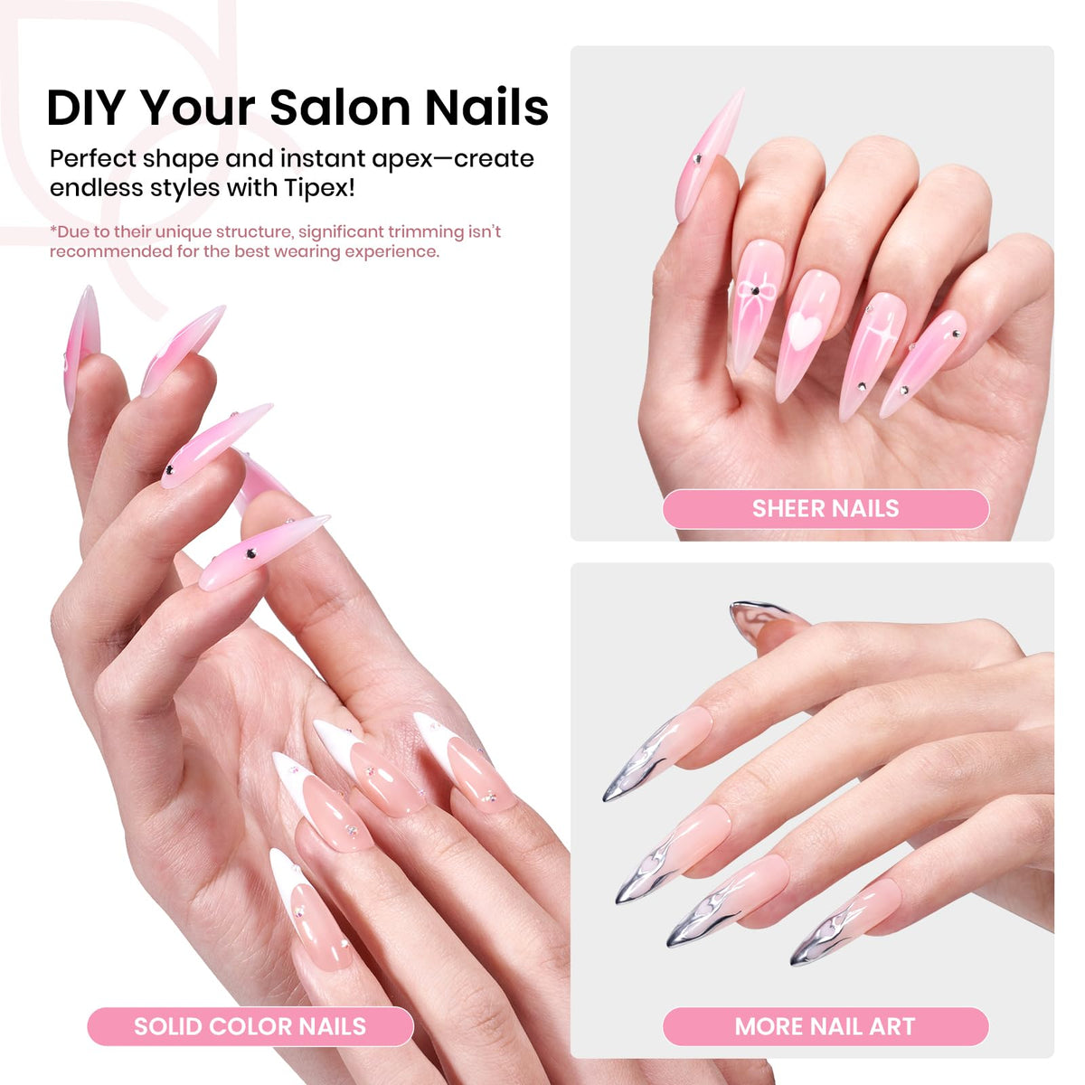 beetles gel polish spread of 224 tips in 16 sizes for precise fit