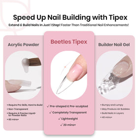 beetles Gel Polish tip being pressed with gel glue for quick bonding