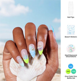beetles tools and accessories laid out for a complete at-home gel manicure