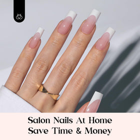 beetles tools and bottles laid out for complete at-home manicure