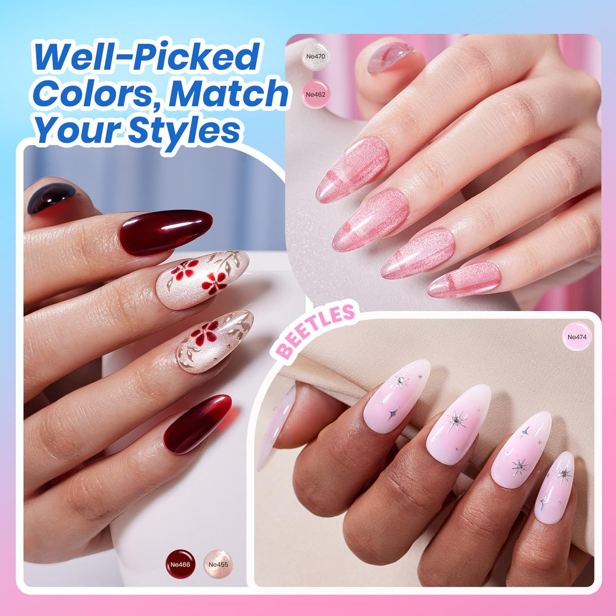 beetles Gel Polish topcoat bottle label highlighting glossy and matte sealing benefit