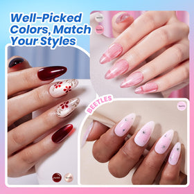 beetles Gel Polish topcoat bottle label highlighting glossy and matte sealing benefit