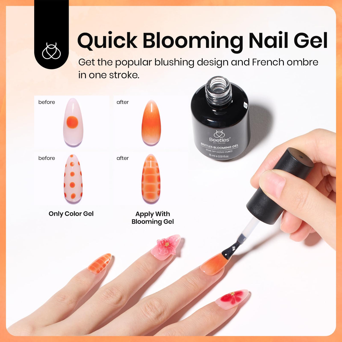 Beetles watercolor marble nail example showcasing blended colors and depth