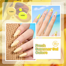 Beetles yellow gradient nail art demonstrating blending possibilities and vibrant color