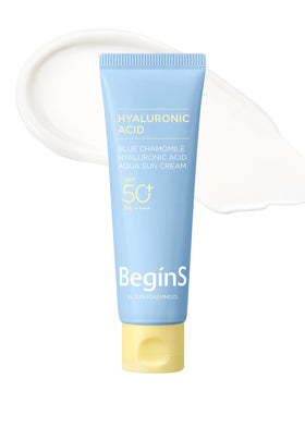 BeginS by JUNGSAEMMOOL front packaging showing SPF 50+ protection and benefits