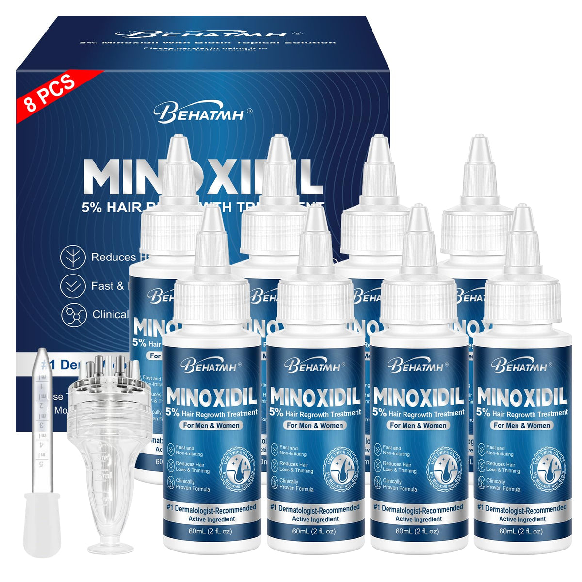 BEHATMH front packaging showing eight bottles and product benefits