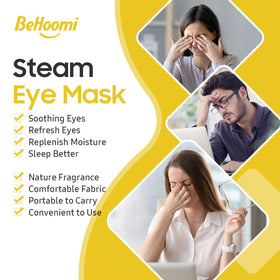 BeHoomi eye mask worn on face showing comfortable fit and warmth