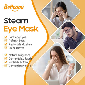 Person wearing BeHoomi eye mask while resting, promoting quick relaxation
