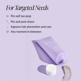 Beia applied to bikini area in shower demonstrating bump-reducing use