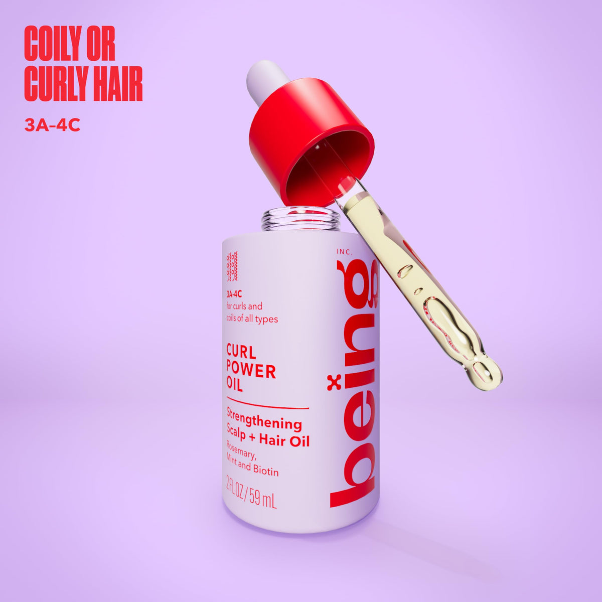 BEING INC oil texture drop close-up showing lightweight absorption benefit