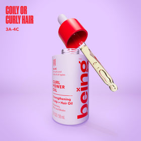 BEING INC oil texture drop close-up showing lightweight absorption benefit