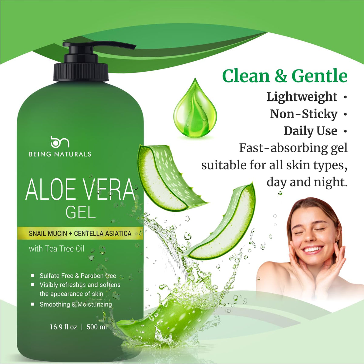 Being Naturals label detail showing ingredients like snail mucin and centella for reassurance