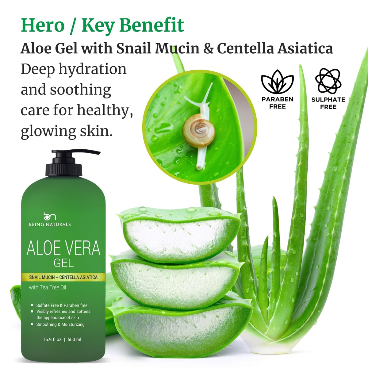 Being Naturals gel texture close-up highlighting smooth consistency for quick absorption