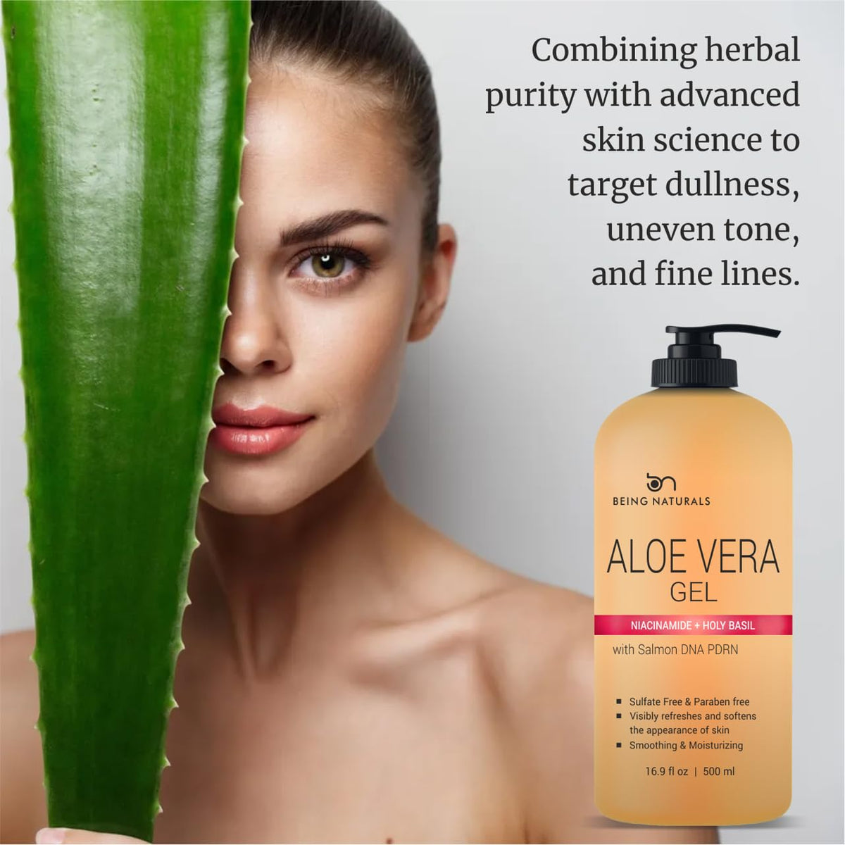 Being Naturals application on face, cooling hydration and quick absorption