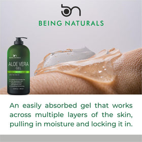 Being Naturals label close-up listing aloe, hyaluronic acid, tea tree