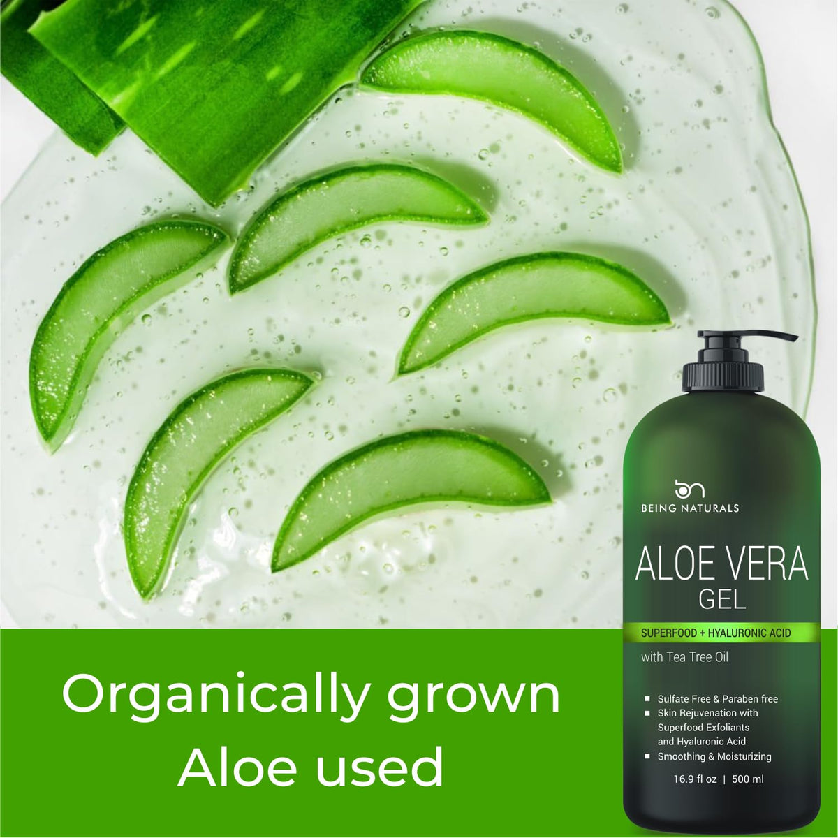 Being Naturals pouring gel into hand for quick, non-greasy hydration
