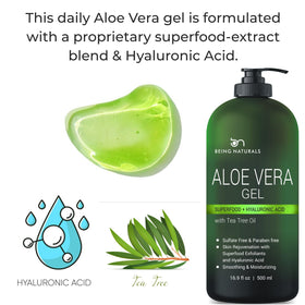 Being Naturals bottle in hand showing 16.9 fl oz scale