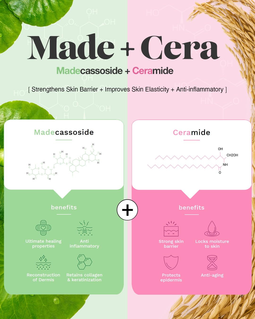 BEISIKS MadeCera ingredient label showing ceramide and centella for soothing benefits