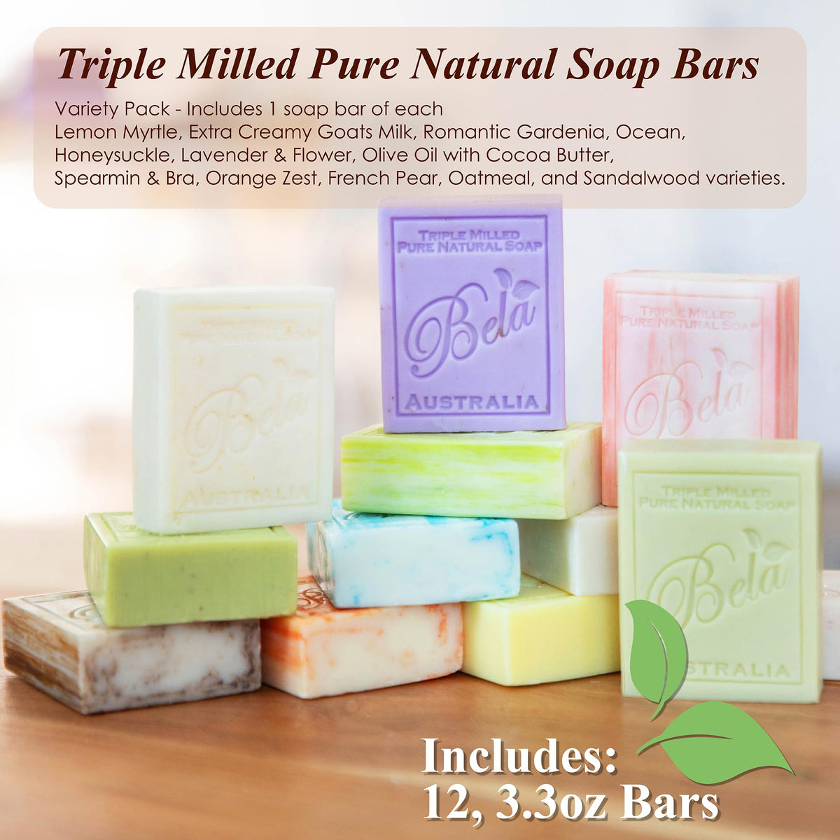 Close-up of BELA soap bar texture highlighting dense triple-milled surface