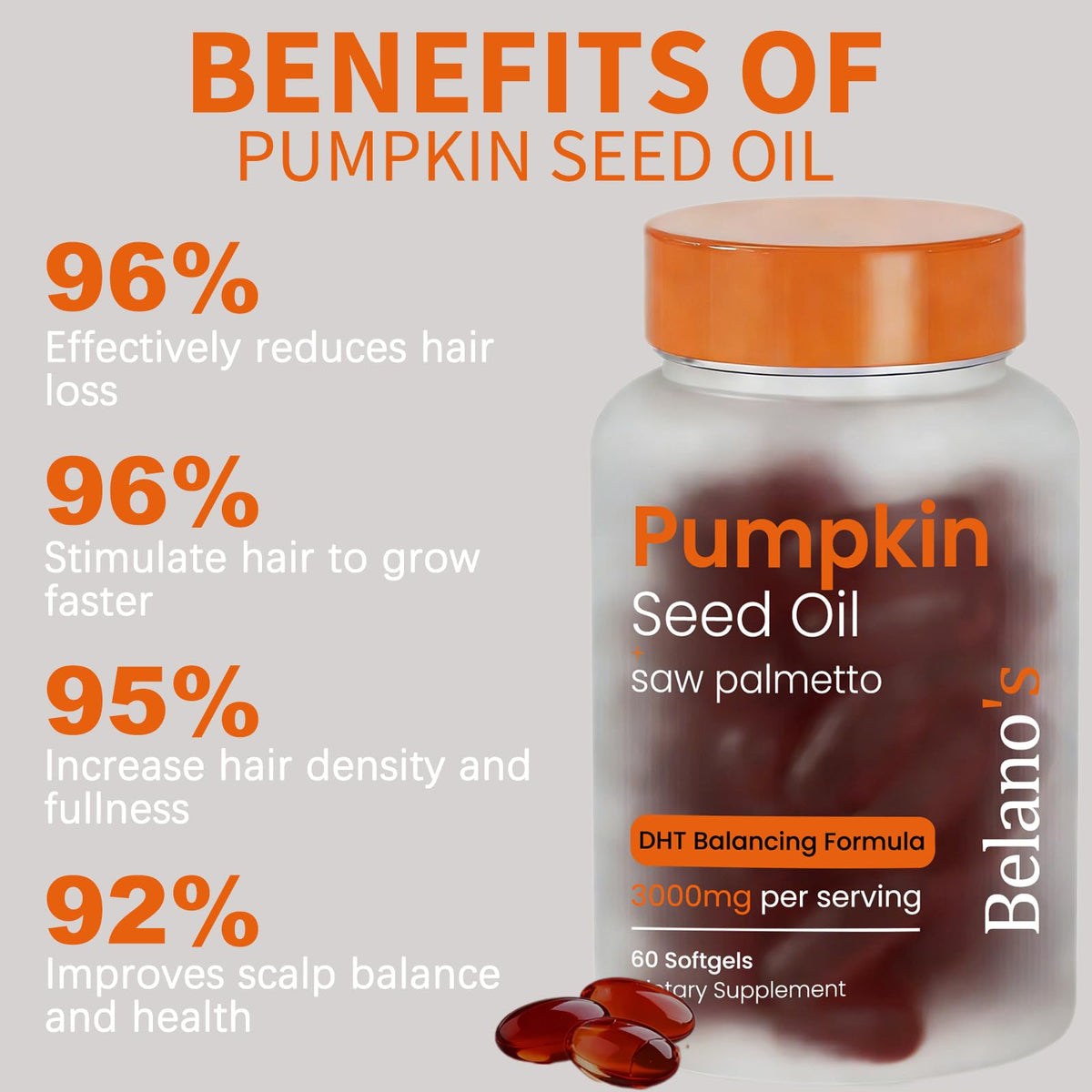 Belano's pumpkin seeds and saw palmetto berries visual for ingredient transparency