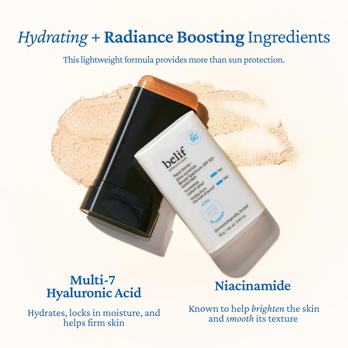 belif application closeup gliding on cheek for quick protection