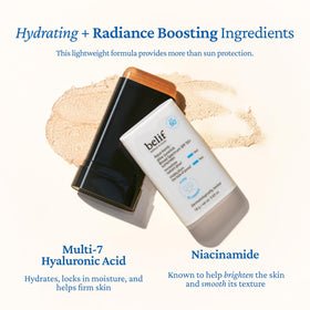 belif application closeup gliding on cheek for quick protection